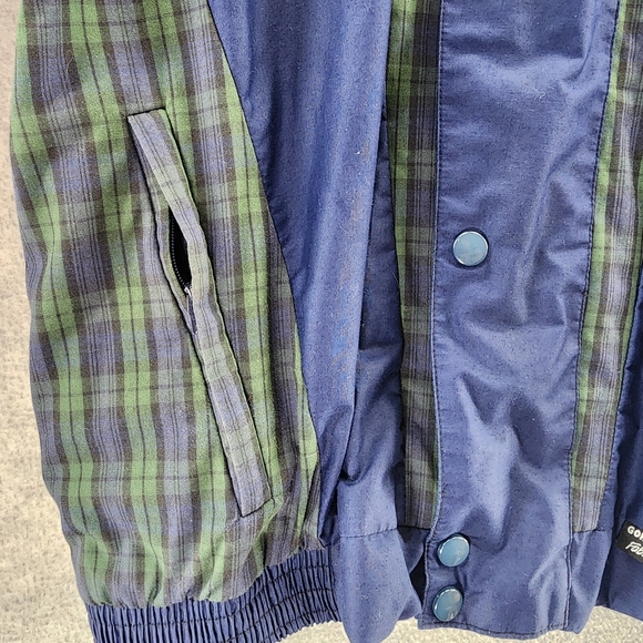 VTG ProQuip Jacket Mens Medium Blue Green Plaid Waterproof Hidden Zipper Tartan - Picture 12 of 16